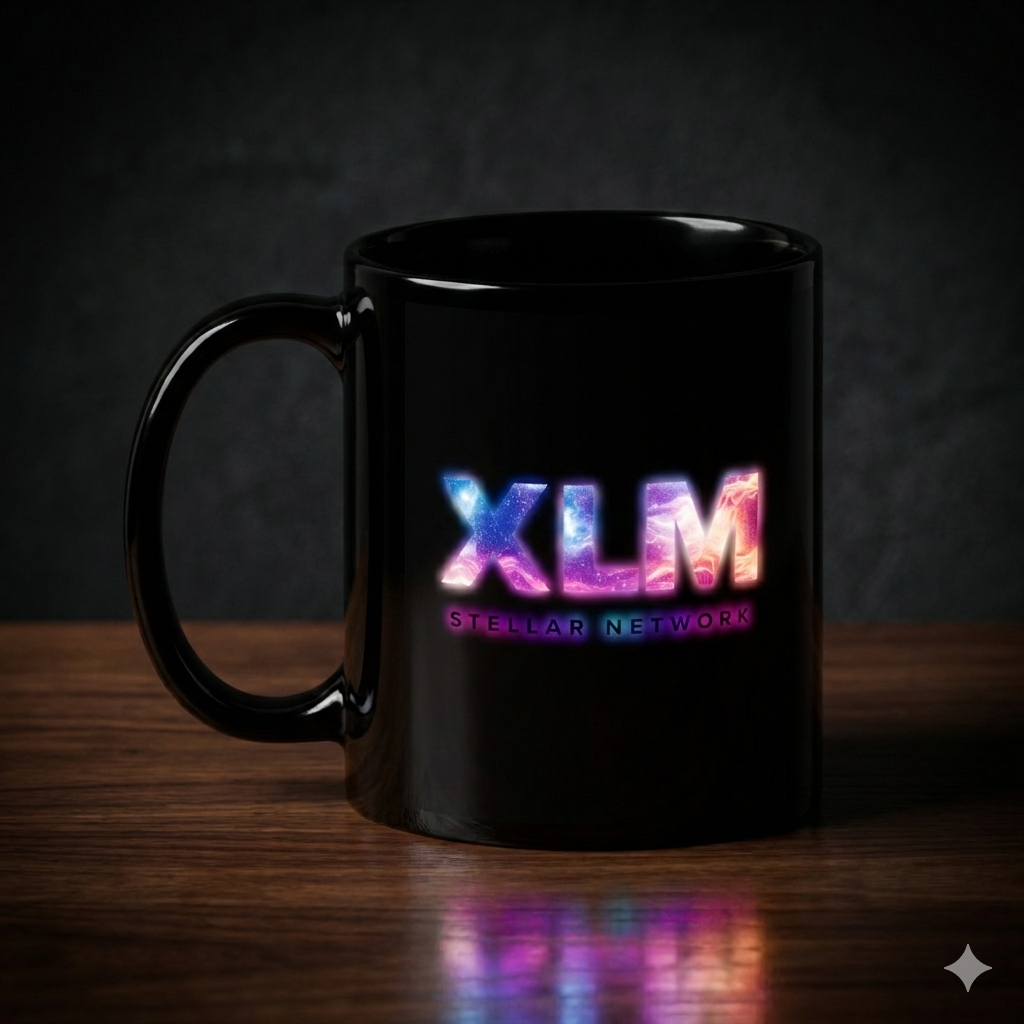 XLM STELLAR NETWORK - Black Glossy Mug